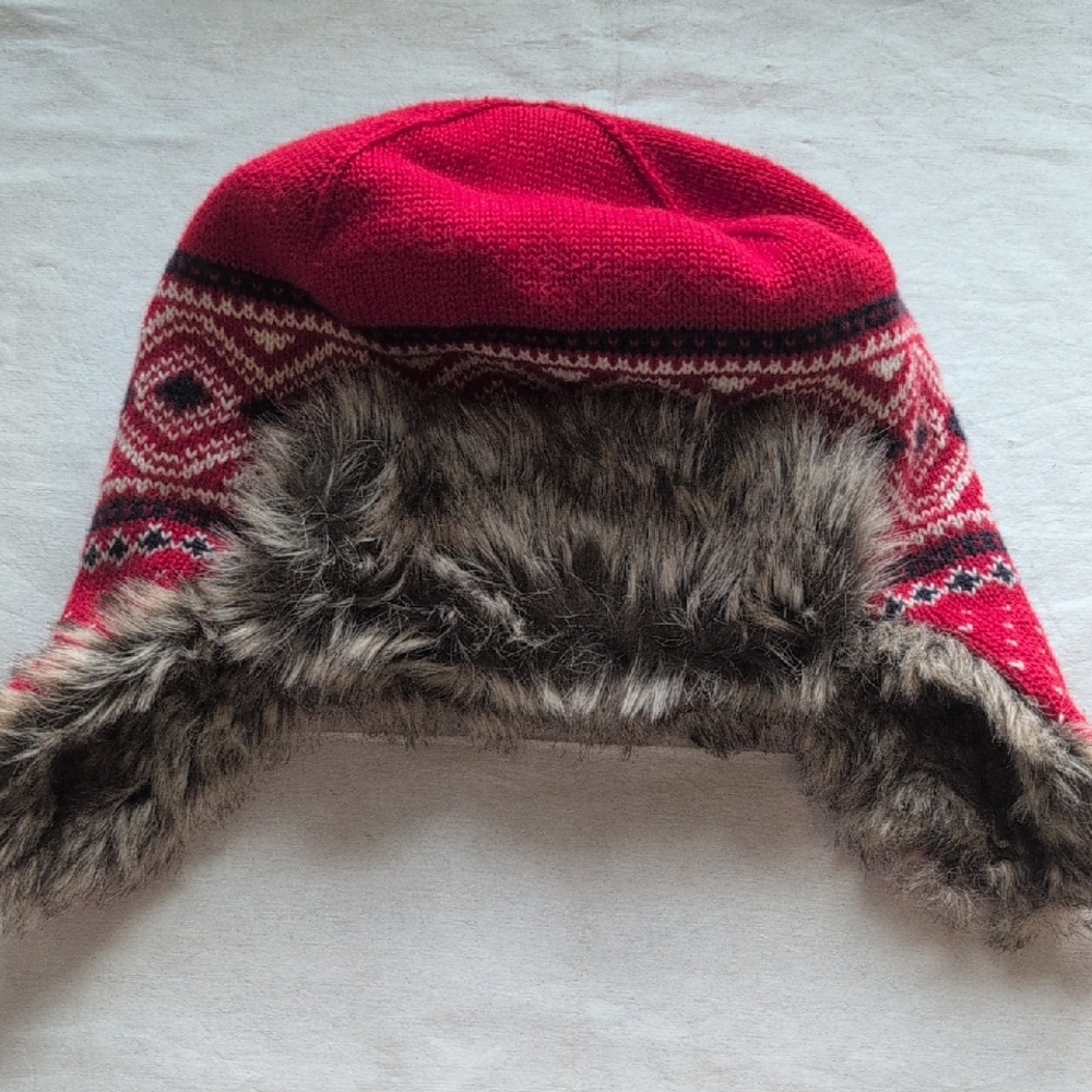 Janie and Jack Red and Brown Kids Hat